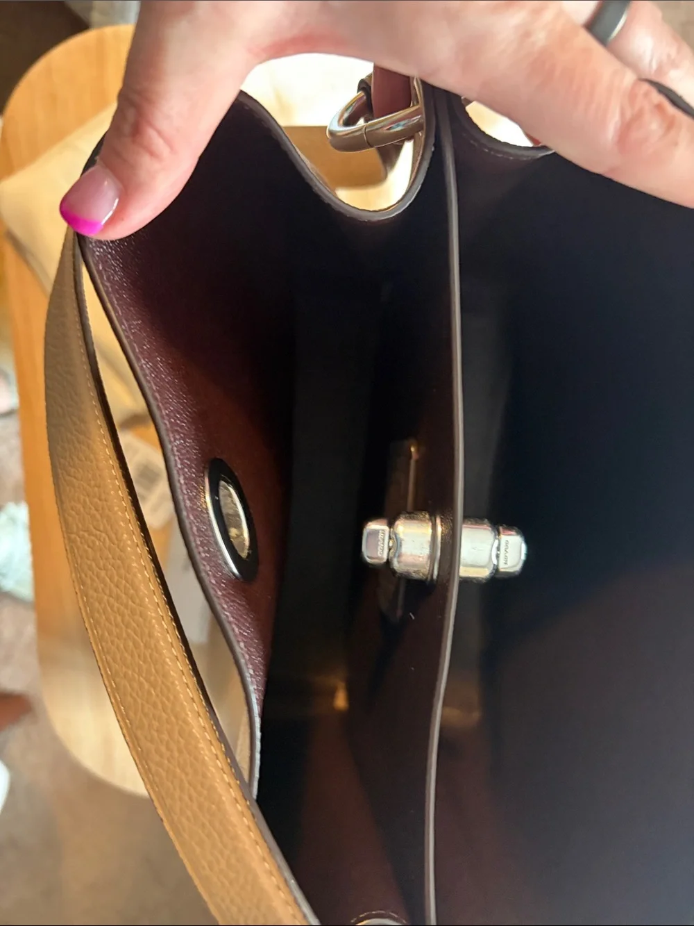Coach Taupe Leather bucket bag - Silver Hardware